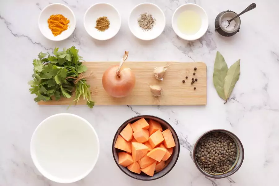 Ingredients for Lentil and Sweet Potato Stew
