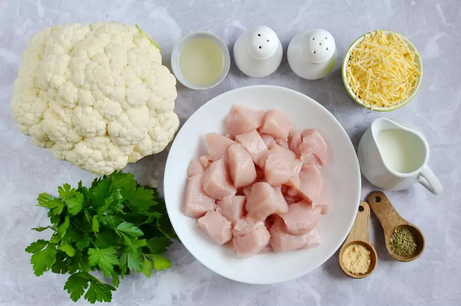 Ingredients for Low Carb Chicken and Cauliflower Casserole