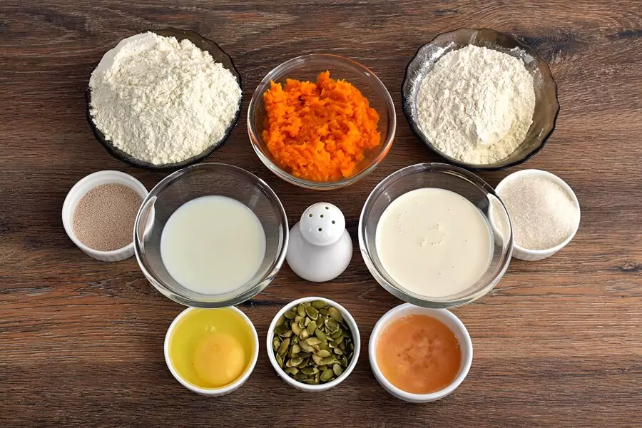 Ingredients for Pumpkin Soft Fluffy Dinner Rolls