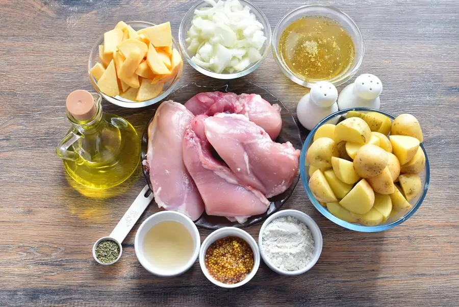 Ingredients for Quick Roast Chicken & Root Vegetables