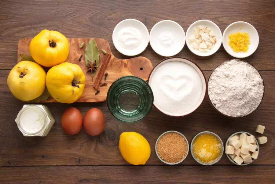 Ingredients for Quince and Marzipan Cake