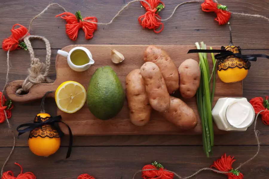 Ingredients for Shrunken Potato Heads with Slime Dip