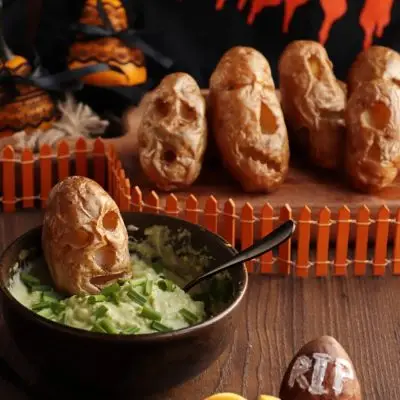 Shrunken Potato Heads with Slime Dip Recipe-Easy Shrunken Potato Heads with Slime Dip-How to Make Shrunken Potato Heads with Slime Dip