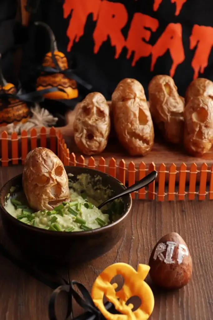 Shrunken Potato Heads with Slime Dip