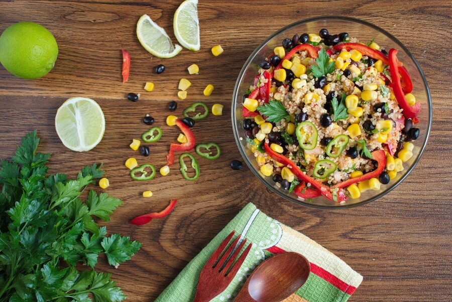 Southwest Quinoa Salad Recipe-Mexican Quinoa Salad with Black Beans-Southwest Quinoa Salad Lime Dressing