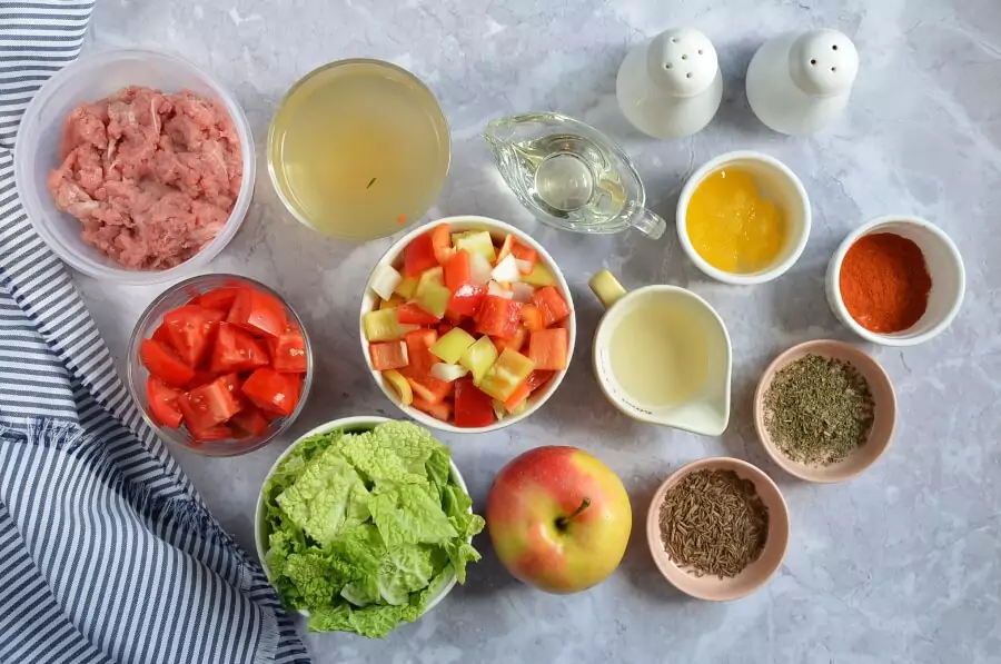 Ingredients for Sweet and Sour Beef Cabbage Stew