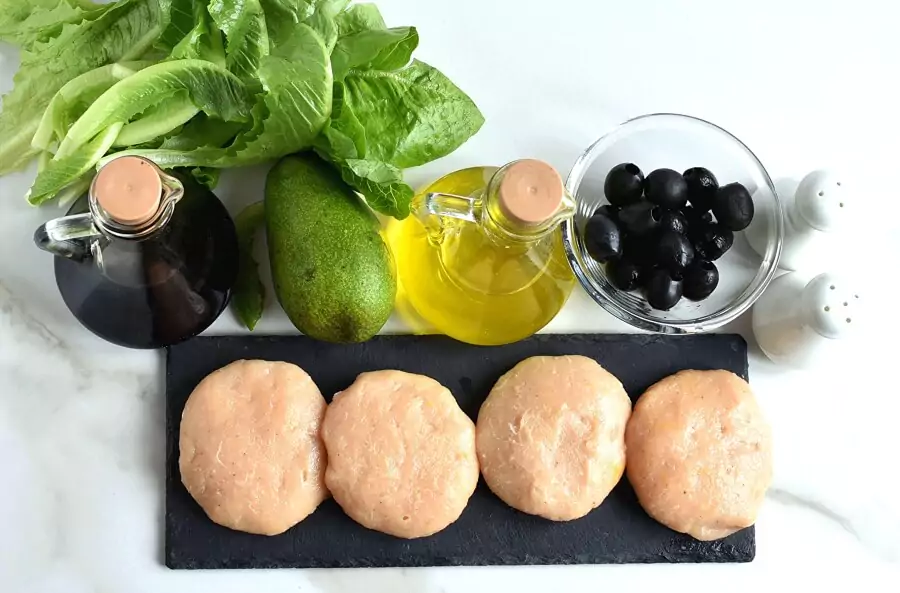 Ingredients for Low Carb Turkey Burger Salad with Avocado