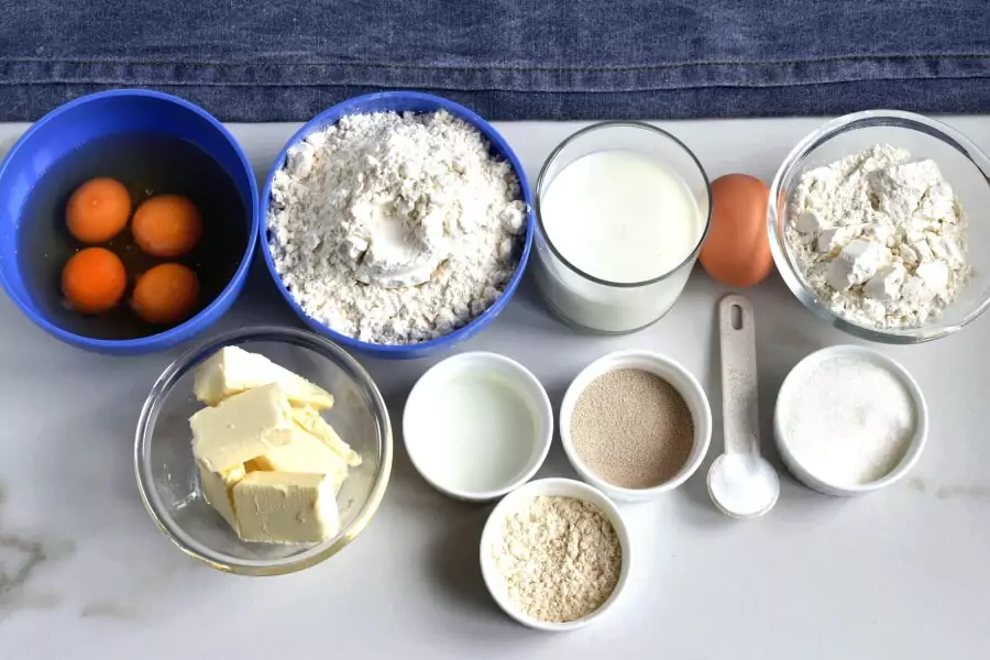 Ingredients for Buttery Brioche Hamburger Buns