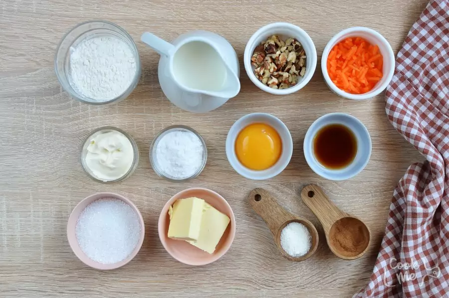 Ingredients for Carrot Mug Cake with Cream Cheese Frosting