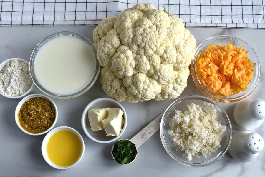 Ingridiens for Cauliflower and Cheese Casserole