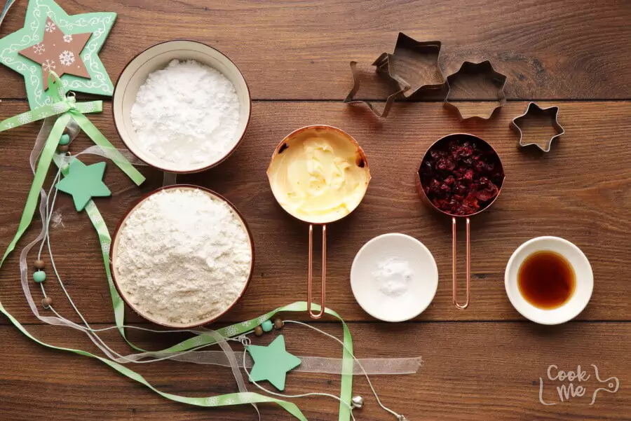 Ingredients for Cranberry Shortbread Stars