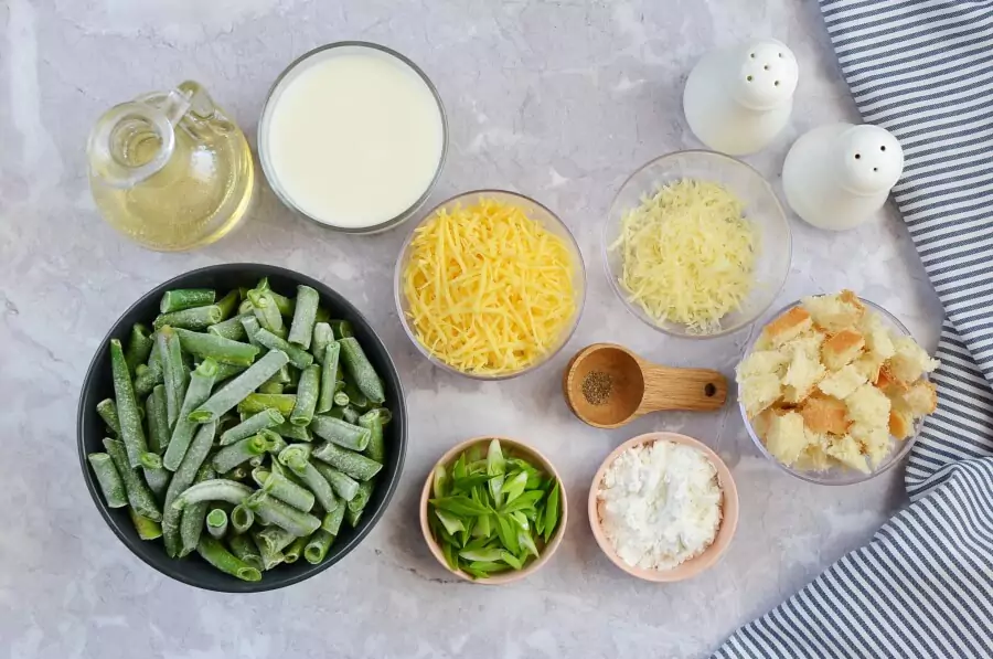 Ingredients for Green Bean and Cheddar Casserole