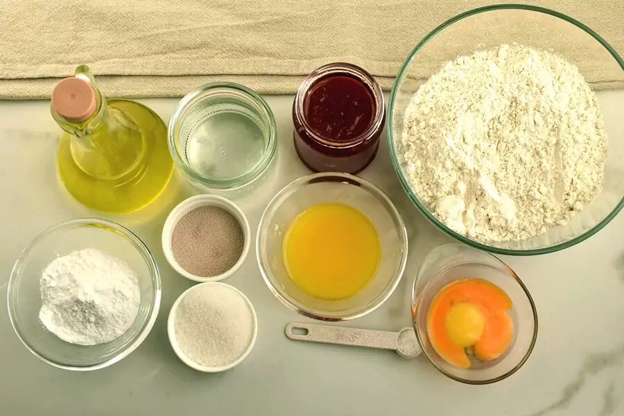Ingredients for Hanukkah Jelly Donuts (Sufganiyot)