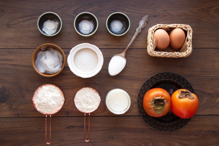 Ingridiens for Healthyish Persimmon Bread