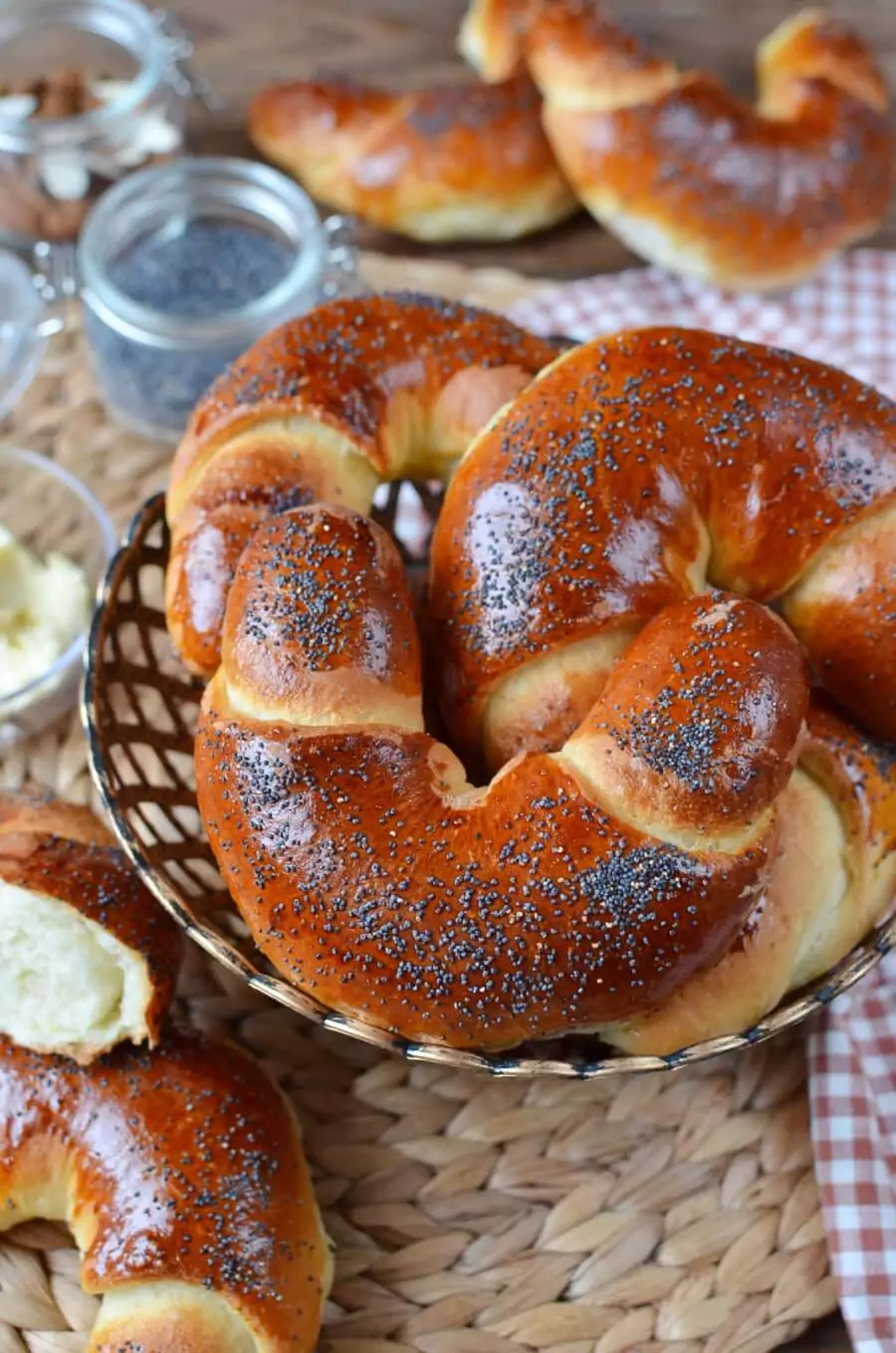 Lemon Cardamom Crescent Milk Rolls with Poppy Seeds