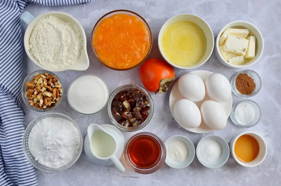 Ingredients for Persimmon Rum Bundt Cake