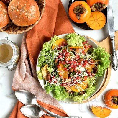 Persimmon Salad with Moroccan Sweet Vinaigrette Recipe-How To Make Persimmon Salad with Moroccan Sweet Vinaigrette Recipe-Delicious Persimmon Salad with Moroccan Sweet Vinaigrette Recipe