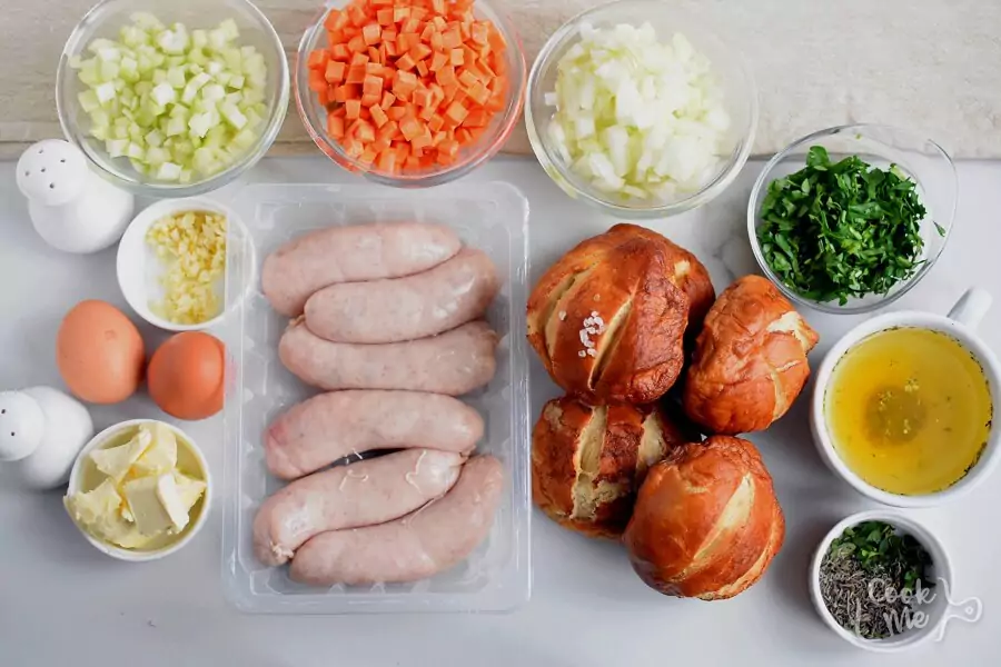 Ingredients for Pretzel and Sausage Stuffing