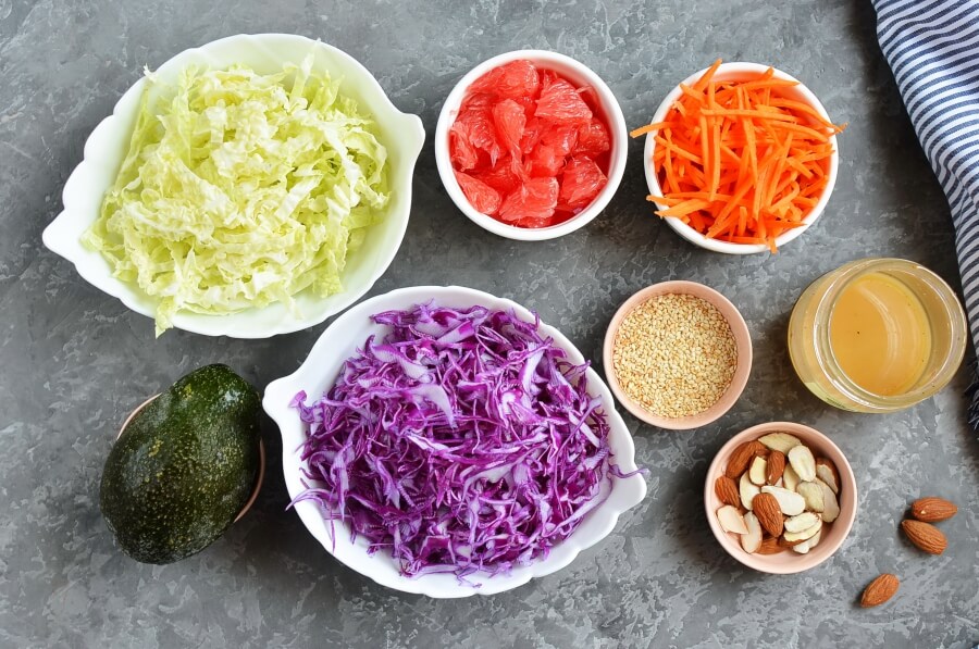 Ingridiens for Rainbow Red Cabbage Salad