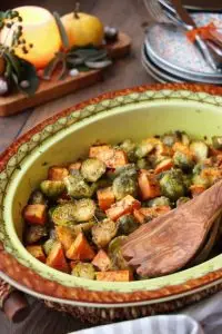 Roasted Sweet Potatoes and Brussels Sprouts