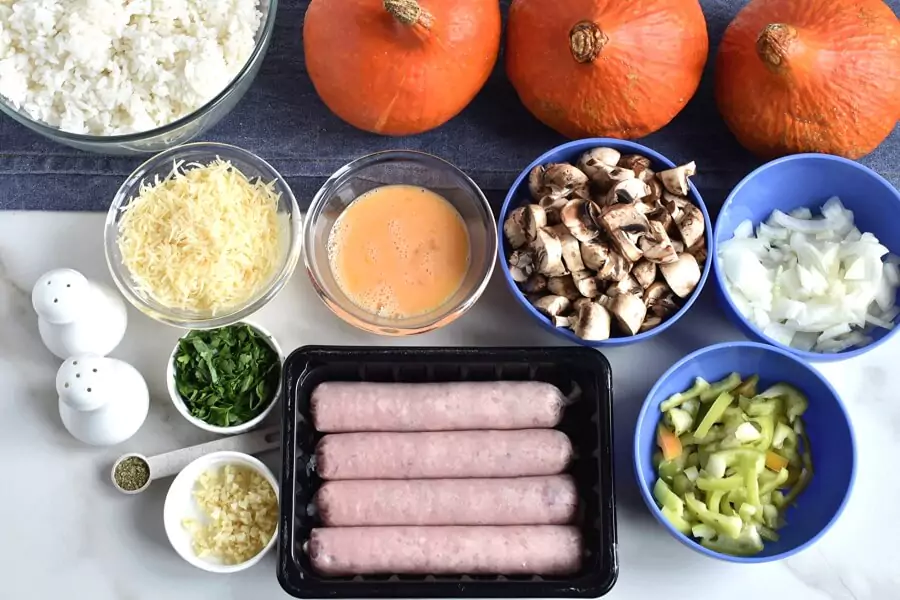 Ingredients for Sausage & Rice Stuffed Pumpkins