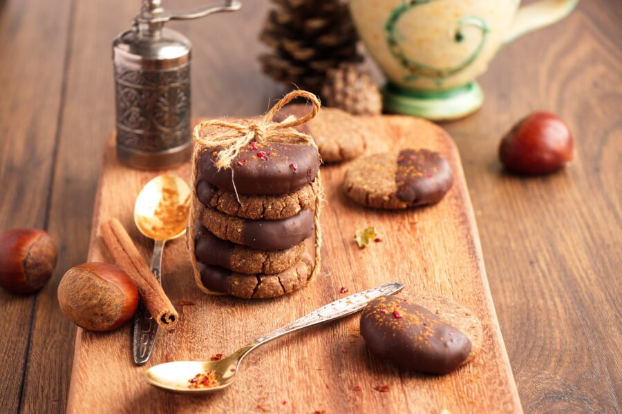 Spiced Chocolate Chestnut Cookies Recipe-Vegan Chocolate Chestnut Cookies-How to Make Chestnut Cookies