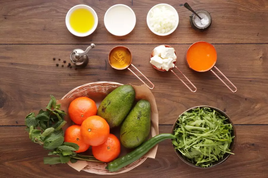 Ingredients for Avocado and Tangerine Salad with Spicy Vinaigrette