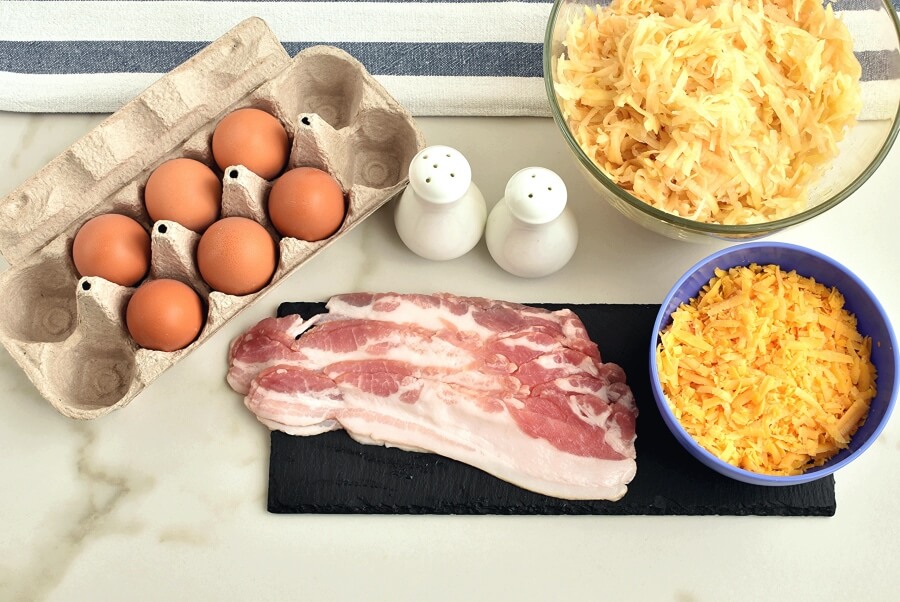 Ingridiens for Bacon & Egg Hash Browns