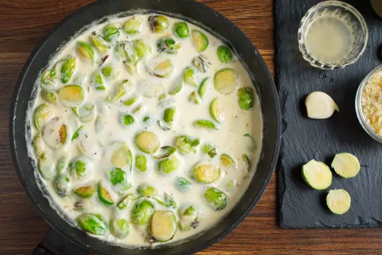 Step 4 - Brussels Sprouts in Alfredo Sauce