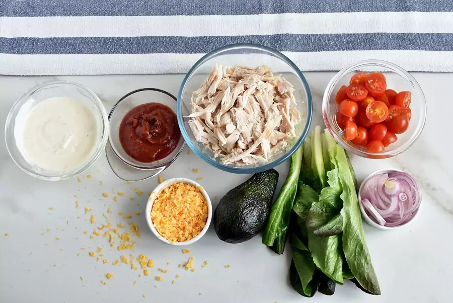 Ingredients for Buffalo Chicken Lettuce Wraps