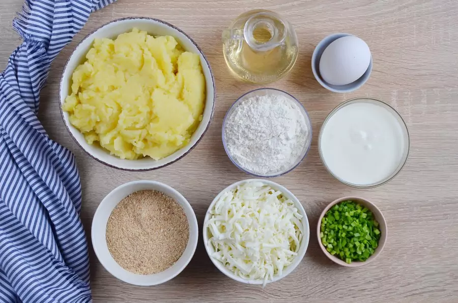 Ingredients for Cheesy Mashed Potato Pancakes