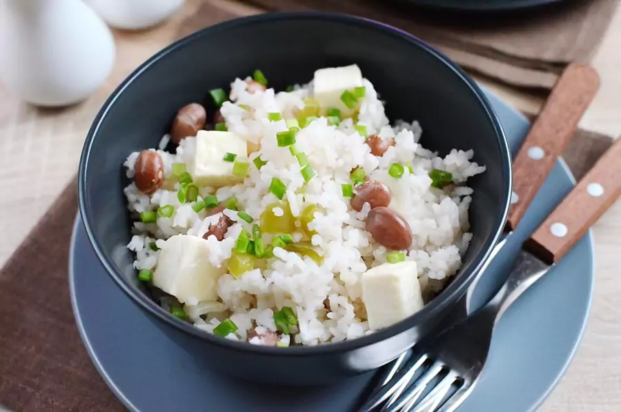 Chile Verde Tofu and Rice