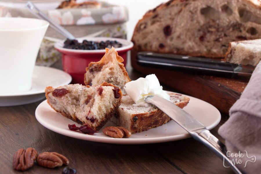 Crusty Cranberry Nut No Knead Bread Recipe-No Knead Crusty Cranberry Nut Bread-Easy No Knead Bread