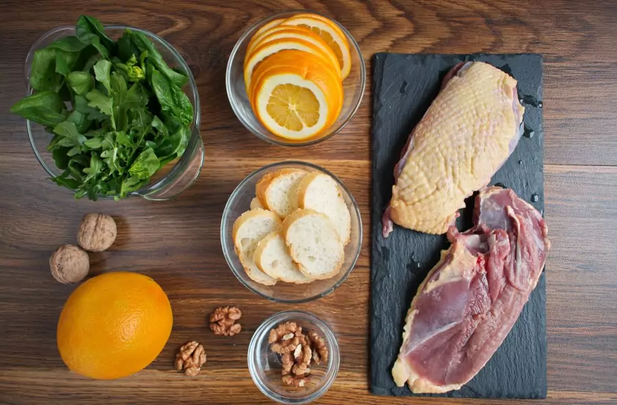 Ingredients for Duck and Orange Salad