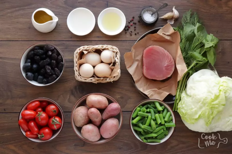 Ingredients for Easy Ahi Tuna Nicoise Salad