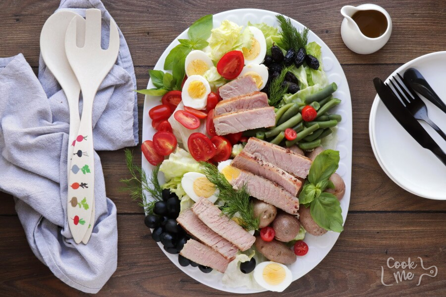 Easy Ahi Tuna Nicoise Salad Recipe-Salad Nicoise with Seared Tuna Recipe-Homemade Easy Ahi Tuna Nicoise Salad