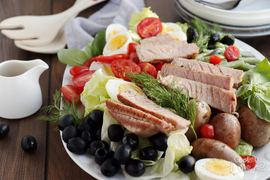 Easy Ahi Tuna Nicoise Salad Recipe-Salad Nicoise with Seared Tuna Recipe-Homemade Easy Ahi Tuna Nicoise Salad