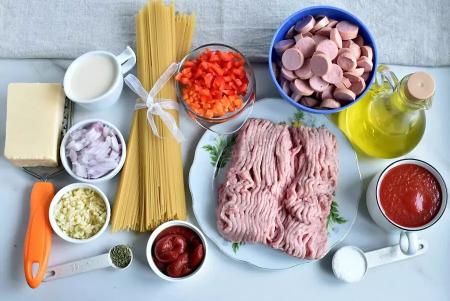 Ingredients for Filipino Spaghetti
