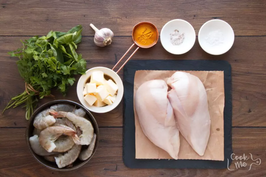 Ingredients for Garlic Chicken and Shrimp
