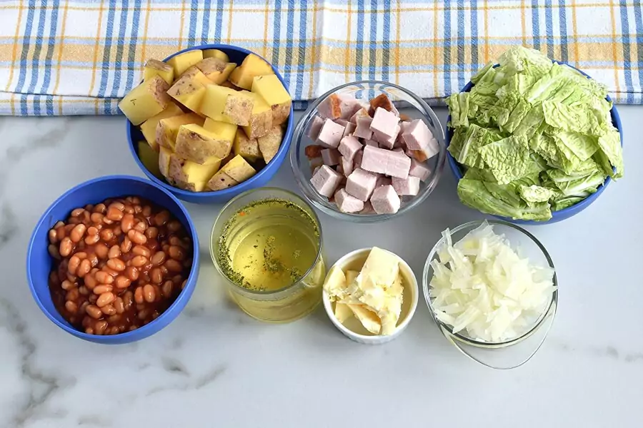 Ingredients for Ham Hock and Cabbage Hash