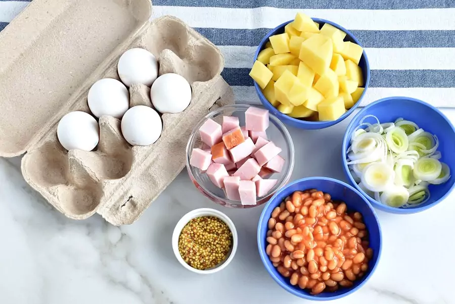 Ingredients for Ham & Potato Hash with Healthy ‘Fried’ Eggs