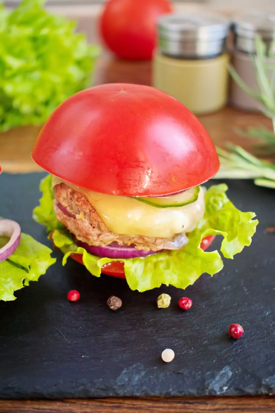 Keto Tomato Cheeseburger Without The Bun Recipe - COOK.ME