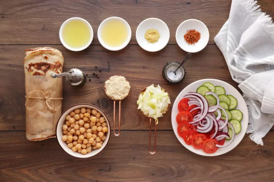 Ingredients for Mediterranean Chickpea Naan Wraps