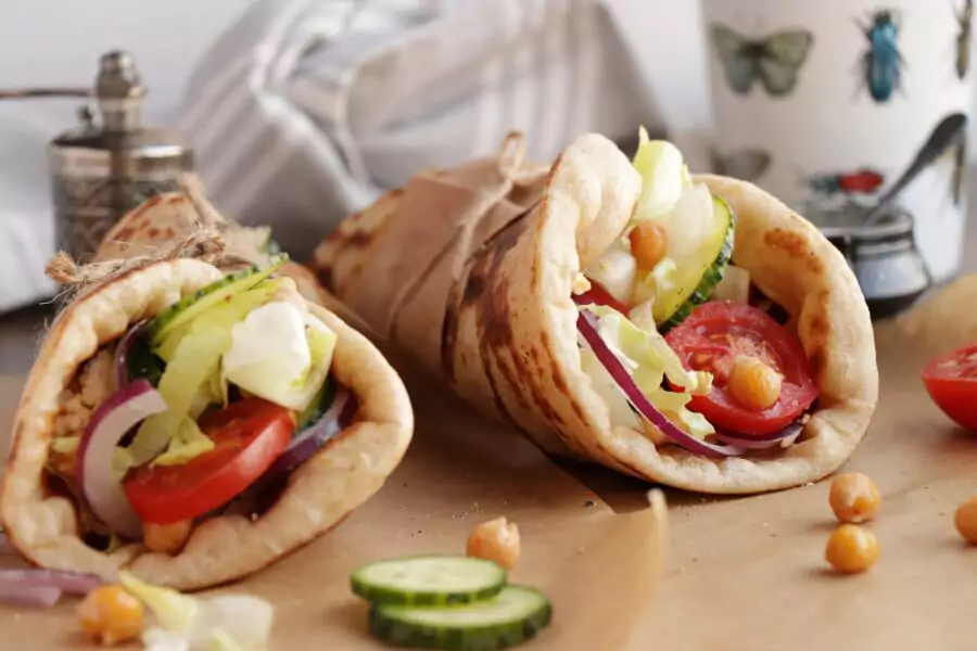Mediterranean Chickpea Naan Wraps