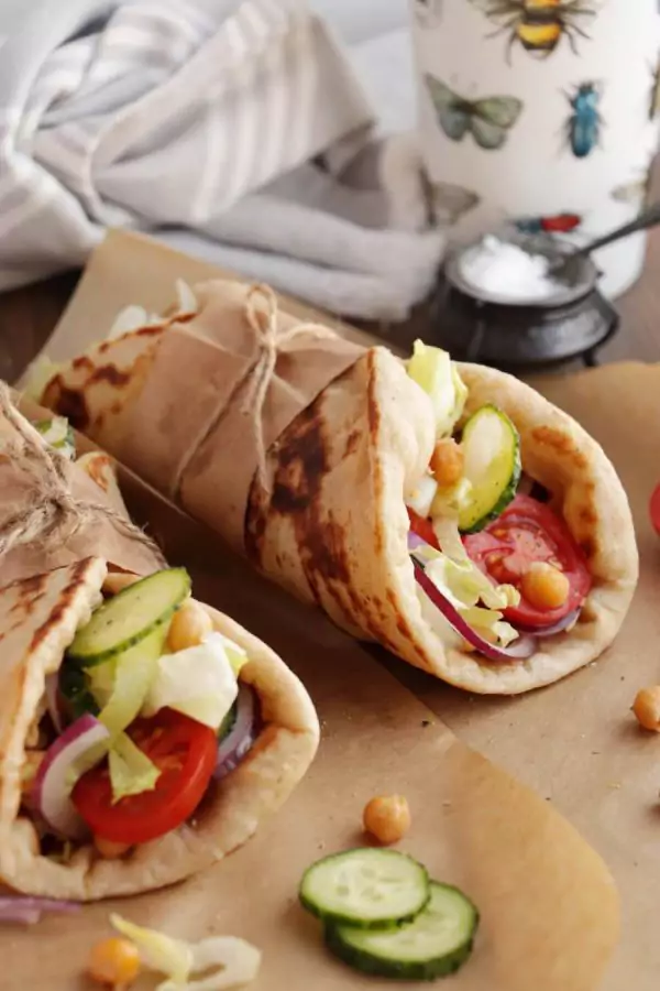Mediterranean Chickpea Naan Wraps