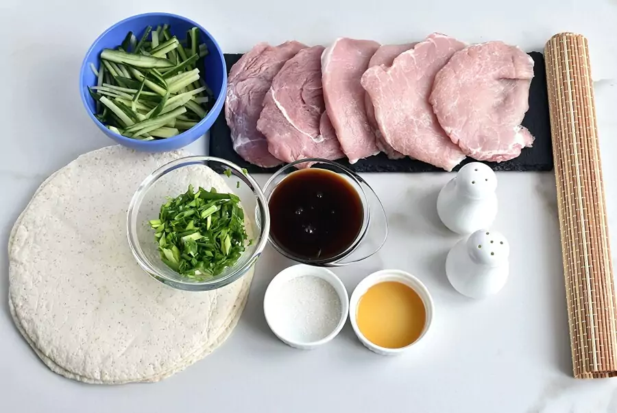 Ingredients for Peking Pork Wraps