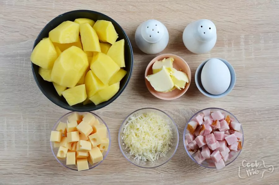Ingredients for Potato Nests: Hearty Ham and Cheese Filling