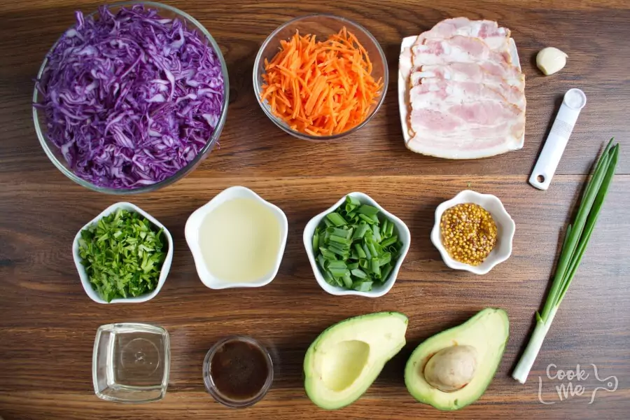 Ingredients for Red Cabbage, Bacon and Avocado Slaw