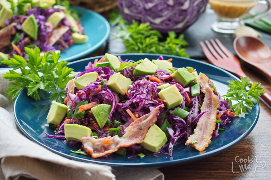 Red Cabbage, Bacon, and Avocado Slaw Recipe-Balsamic Red Cabbage, Bacon And Avocado Slaw-How to make Red Cabbage, Avocado Slaw