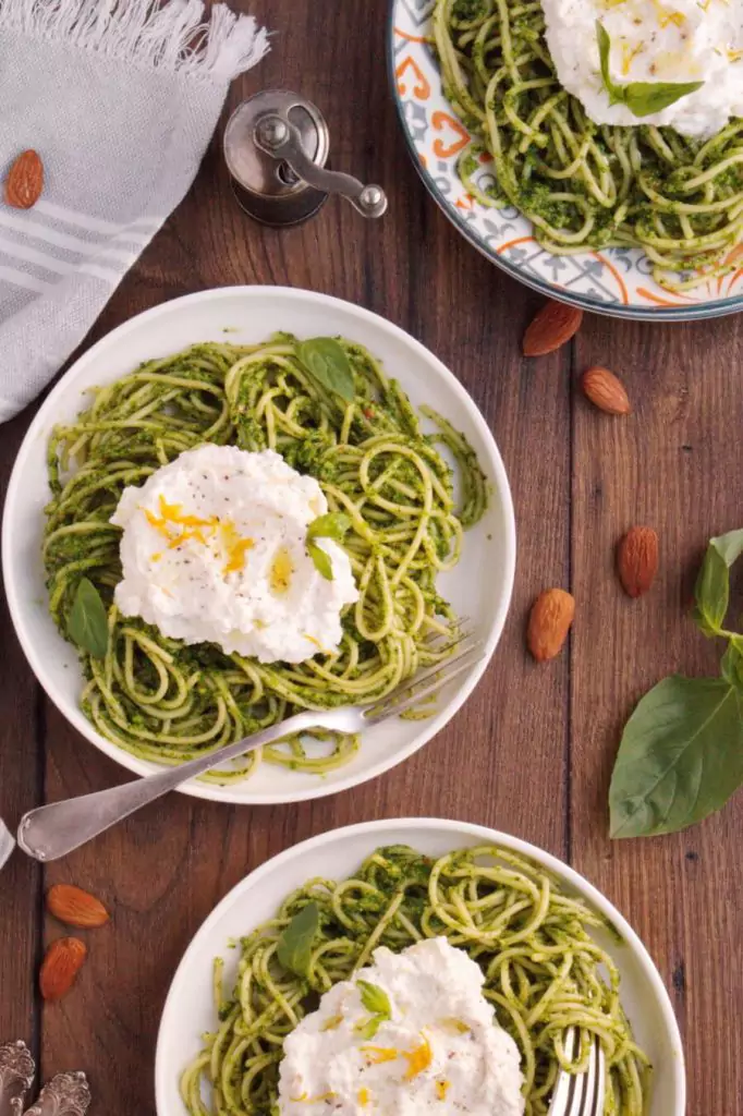 Winter Pesto Spaghetti with Lemon Ricotta